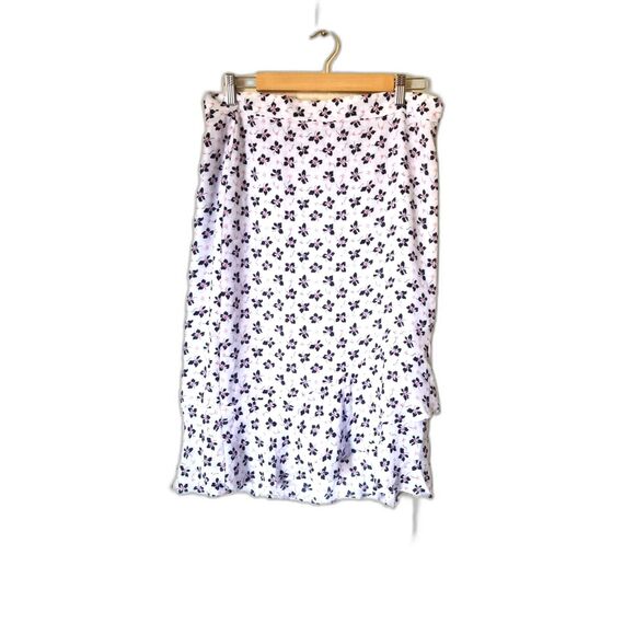 Ann-Taylor Floral Print Wrap Flounce Skirt - Picture 4 of 4